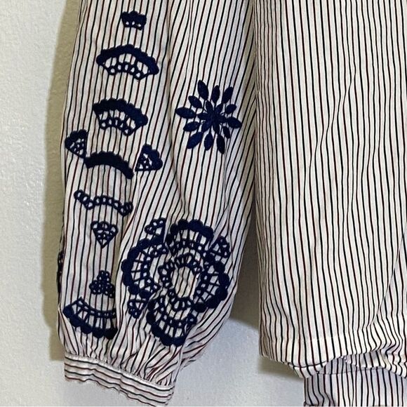 J. Crew - Tie Front or Back Pullover Blouse with Embroidery Sleeves - size S - Picture 8 of 8